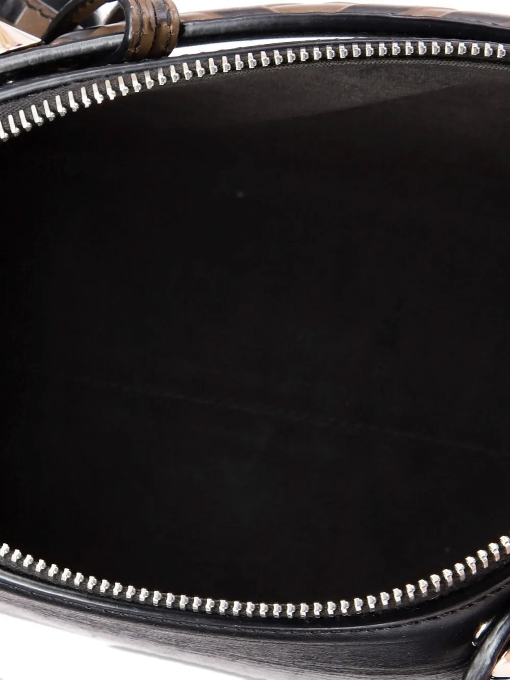 Pre-owned Fendi By The Way Leather With Zucca Embossed Detail Mini Satchel In Black