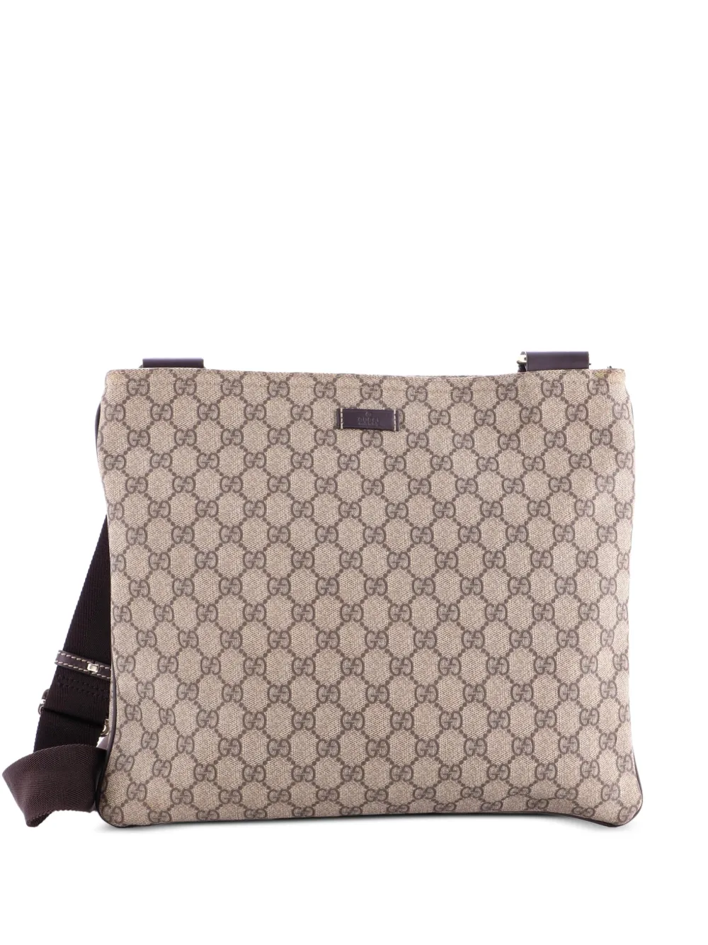 Gucci Pre-Owned Zip Top Messenger Bag GG Coated Canvas Large crossbody bag - Marrone