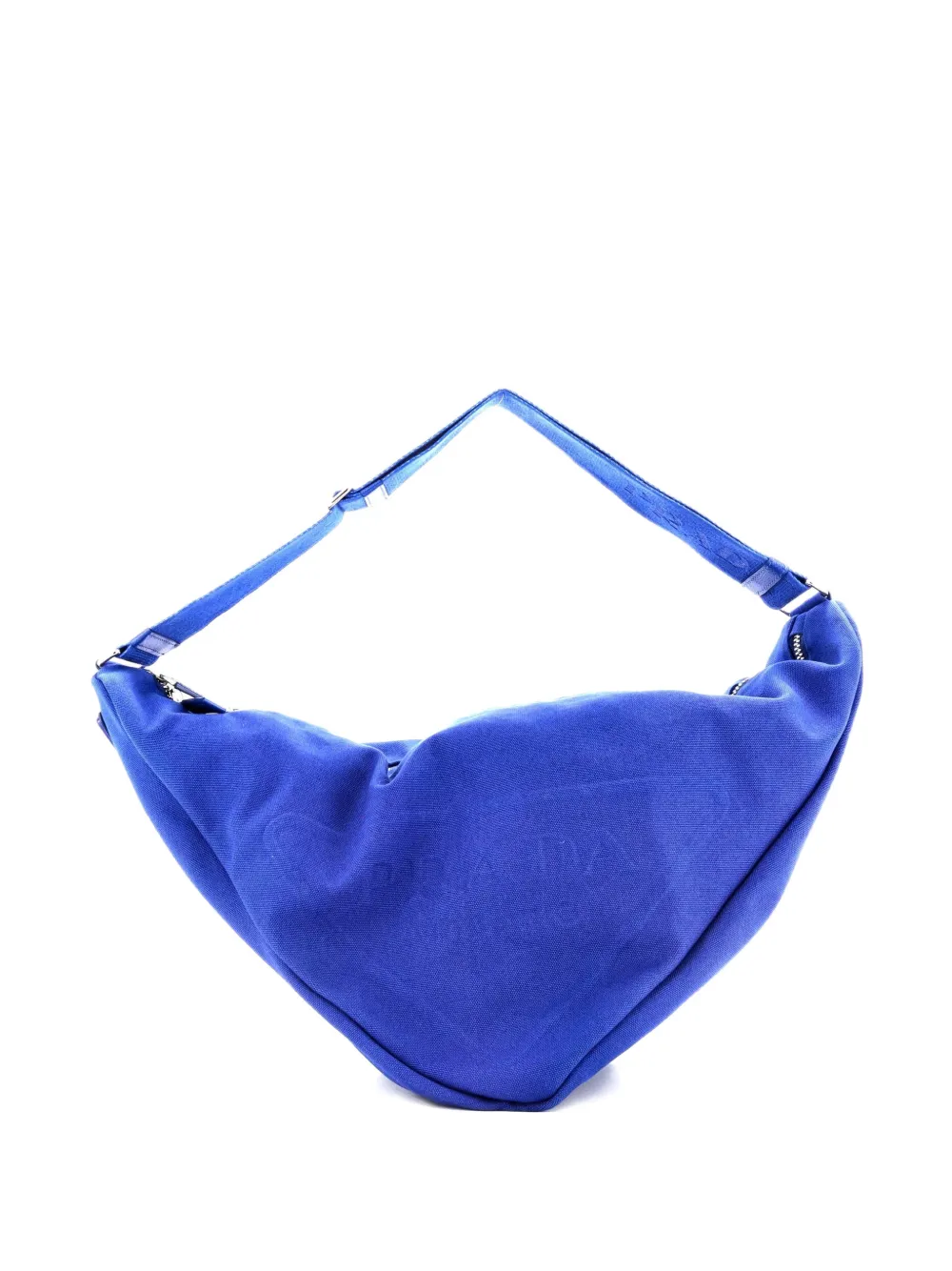 Prada Pre-Owned Triangle Logo Zip Crossbody Bag Embossed Canvas Large shoulder bag | Blue | Image 1