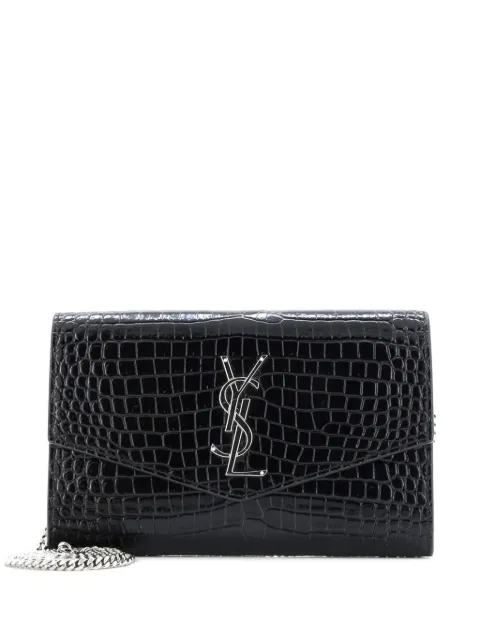 Saint Laurent Pre-Owned Uptown Chain Wallet Crocodile Embossed Leather crossbody bag