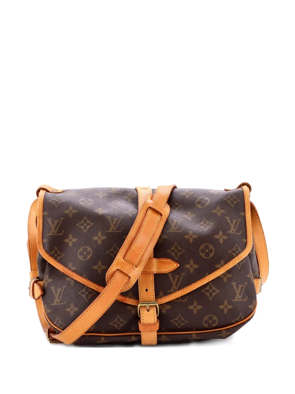 Pre-owned Louis Vuitton Saumur Handbag Monogram Canvas 30 Crossbody Bag In Brown