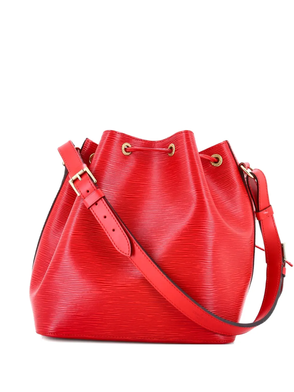 Pre-owned Louis Vuitton Petit Noe Handbag Epi Leather Bucket Bag In Red
