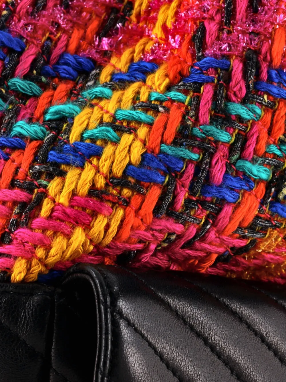 SAINT LAURENT Pre-owned Joe Matelasse Chevron Leather With Tweed Backpack In Black