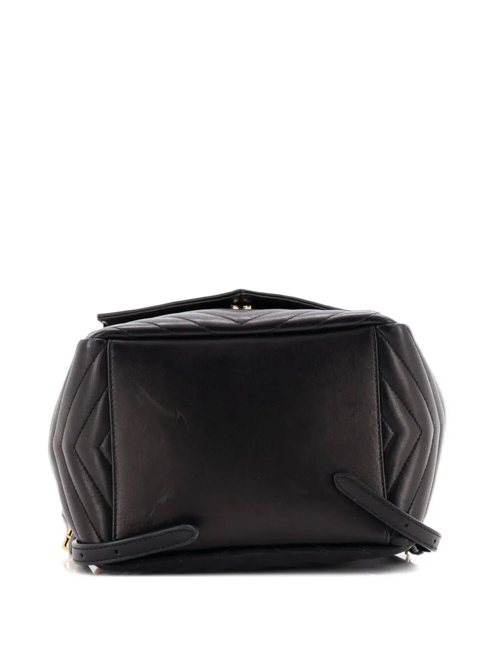 SAINT LAURENT Pre-owned Joe Matelasse Chevron Leather With Tweed Backpack In Black