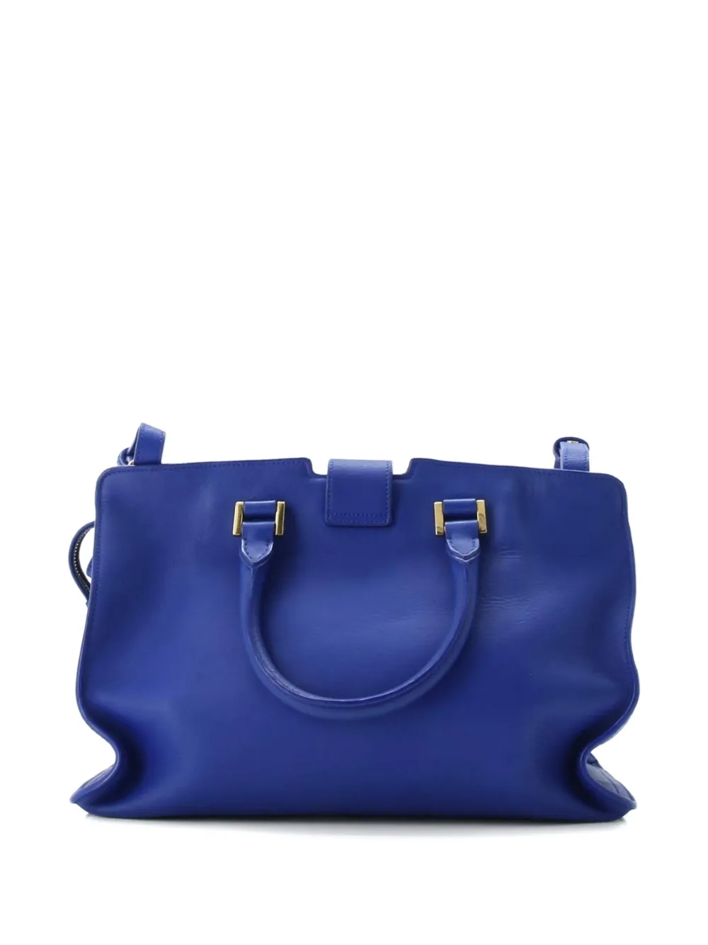 Pre-owned Saint Laurent Classic Y Cabas Leather Small Satchel In Blue