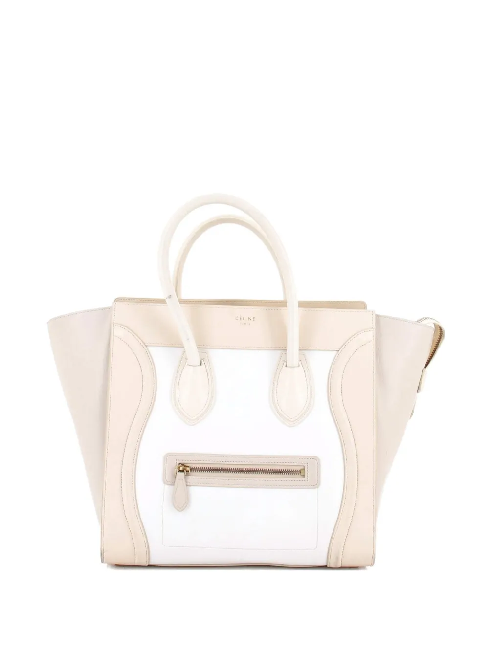 Pre-owned Celine Tricolor Luggage Bag Leather Mini Tote Bag In Neutral