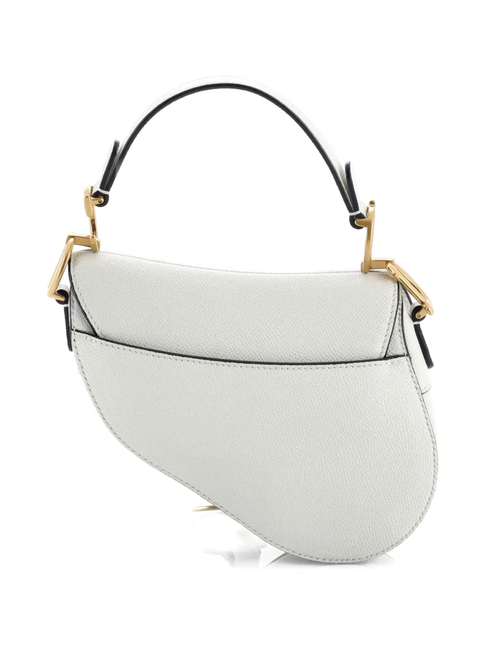 Pre-owned Dior Saddle Handbag Leather Mini Shoulder Bag In White