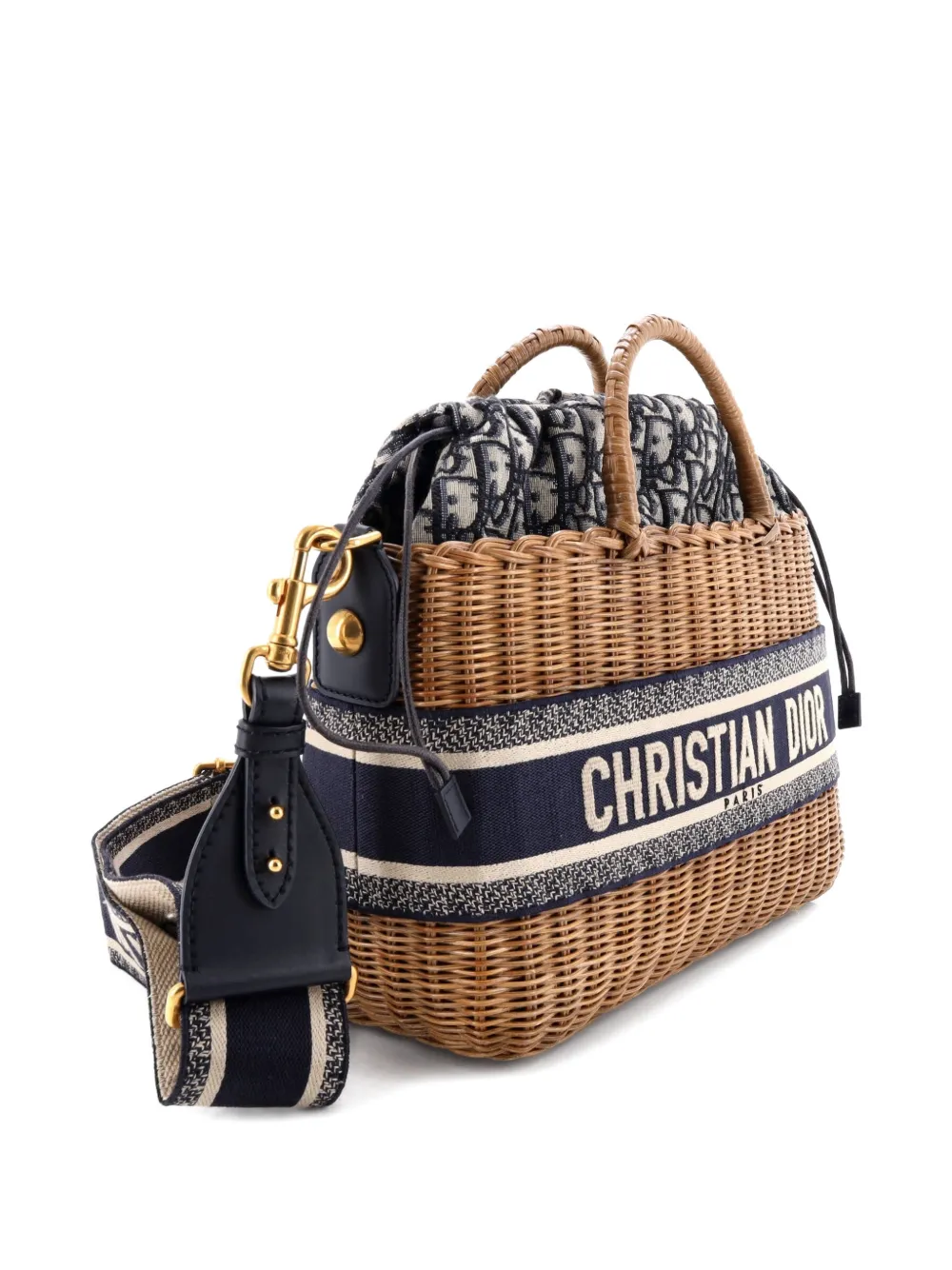 Christian Dior Pre-Owned Basket Bag Wicker and Oblique Canvas Large tote bag | Estilos de archivo | Image 2