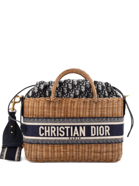 Christian Dior Pre-Owned Basket Bag Wicker and Oblique Canvas Large tote bag