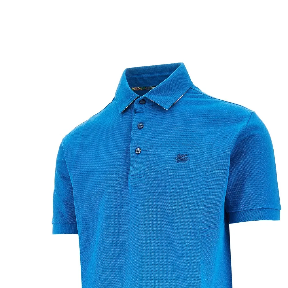 ETRO logo-embroidered polo shirt - Blauw