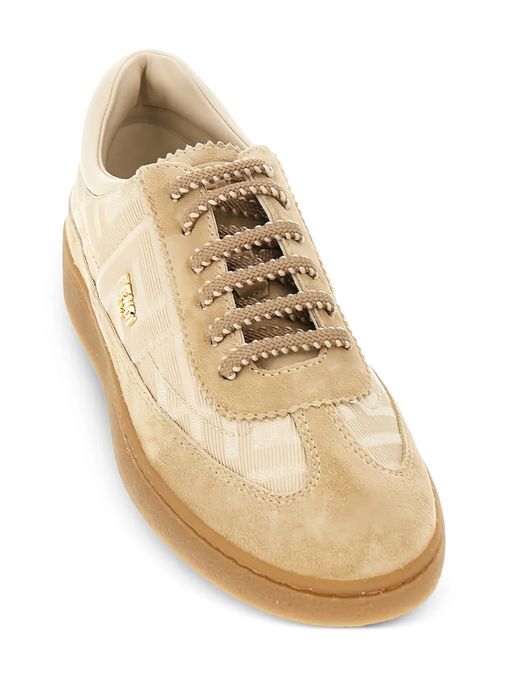 Fendi Kids Sneakers met logodetail Beige