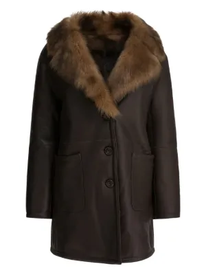Christian Dior Pre-Owned 1980s Sheepskin Midi Coat | Brown | FARFETCH