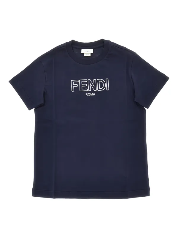 FENDI KIDS Tシャツ　ネイビー サイズ24M Fendi Kids Camiseta Com Detalhe De Logo | Azul | FARFETCH BR