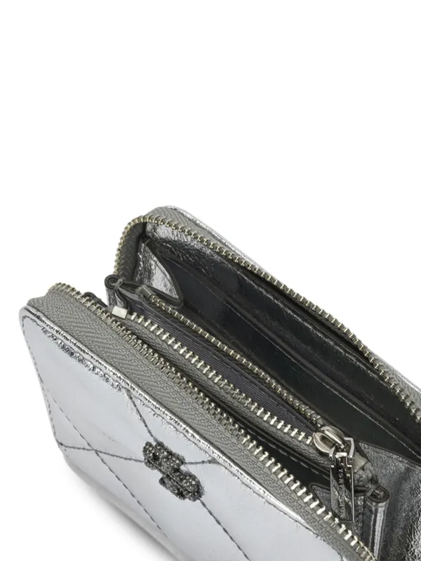 Tory Burch Kira Diamond Quilt zip-around Wallet | Silver | FARFETCH