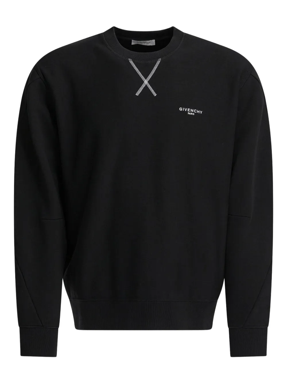 Givenchy Crew Neck Long Sleeve Ribbed Sweatshirt In Black