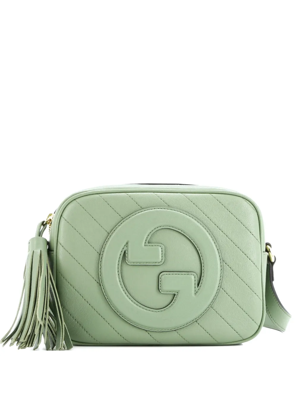 Pre-owned Gucci Blondie Nm Camera Shoulder Bag Diagonal Quilted Leather Small Crossbody Bag In Green