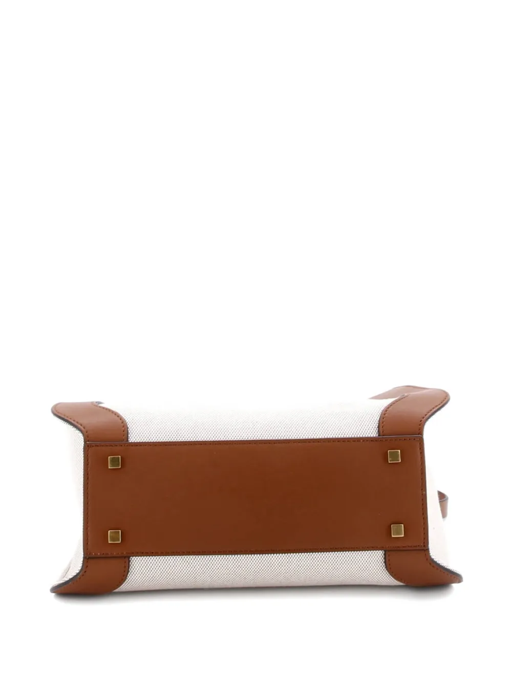 VALENTINO GARAVANI Pre-owned Vlogo Shopper Canvas And Leather Small Tote Bag In Brown