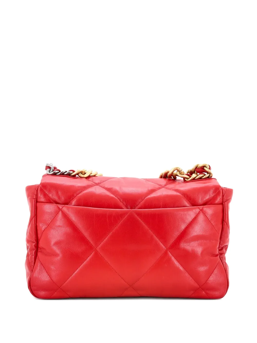 Pre-owned Chanel 19 Flap Bag Quilted Leather Large Crossbody Bag In Red