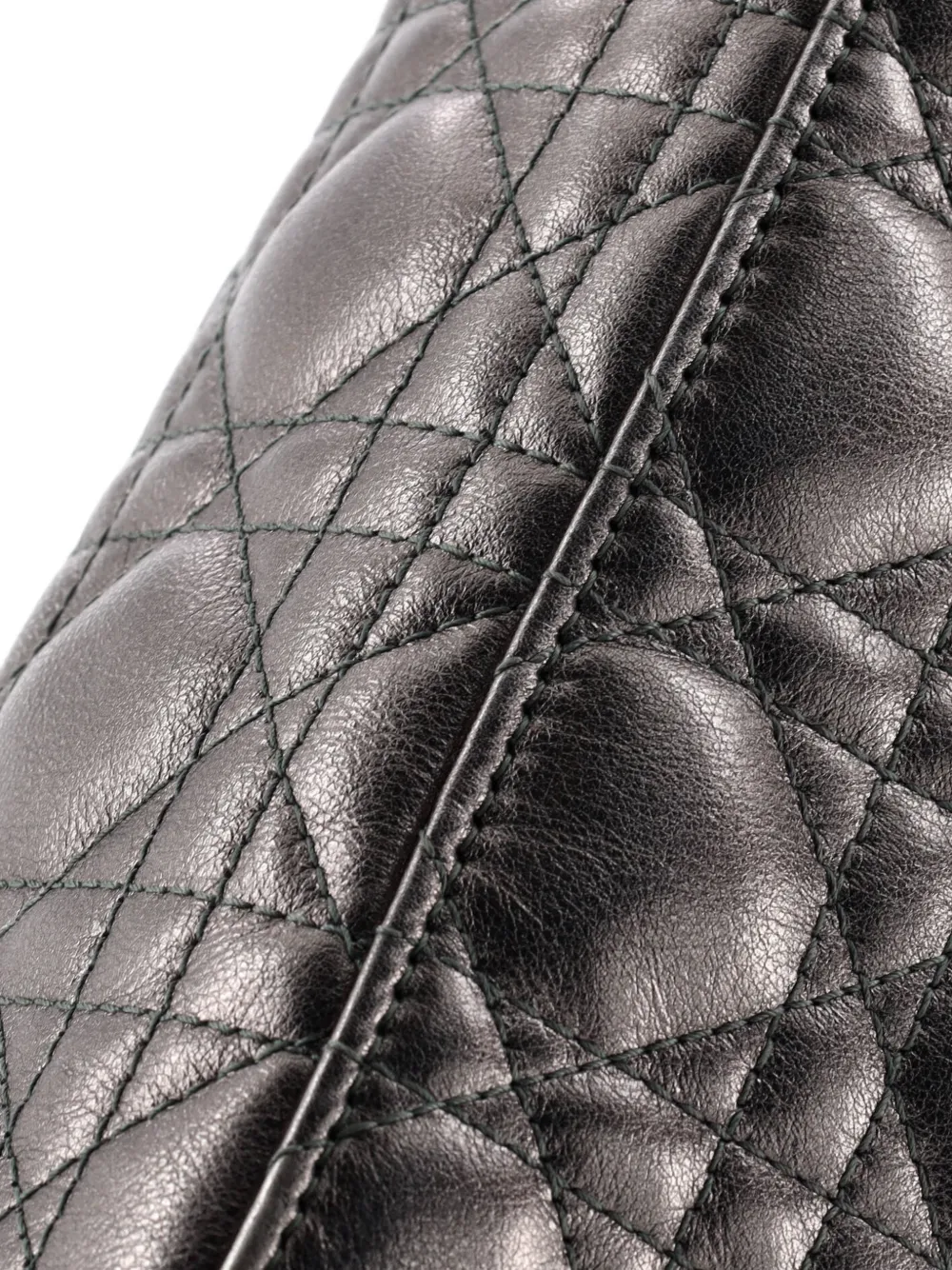 DIOR Pre-owned My Lady Bag Cannage Quilt Lambskin Satchel In Green