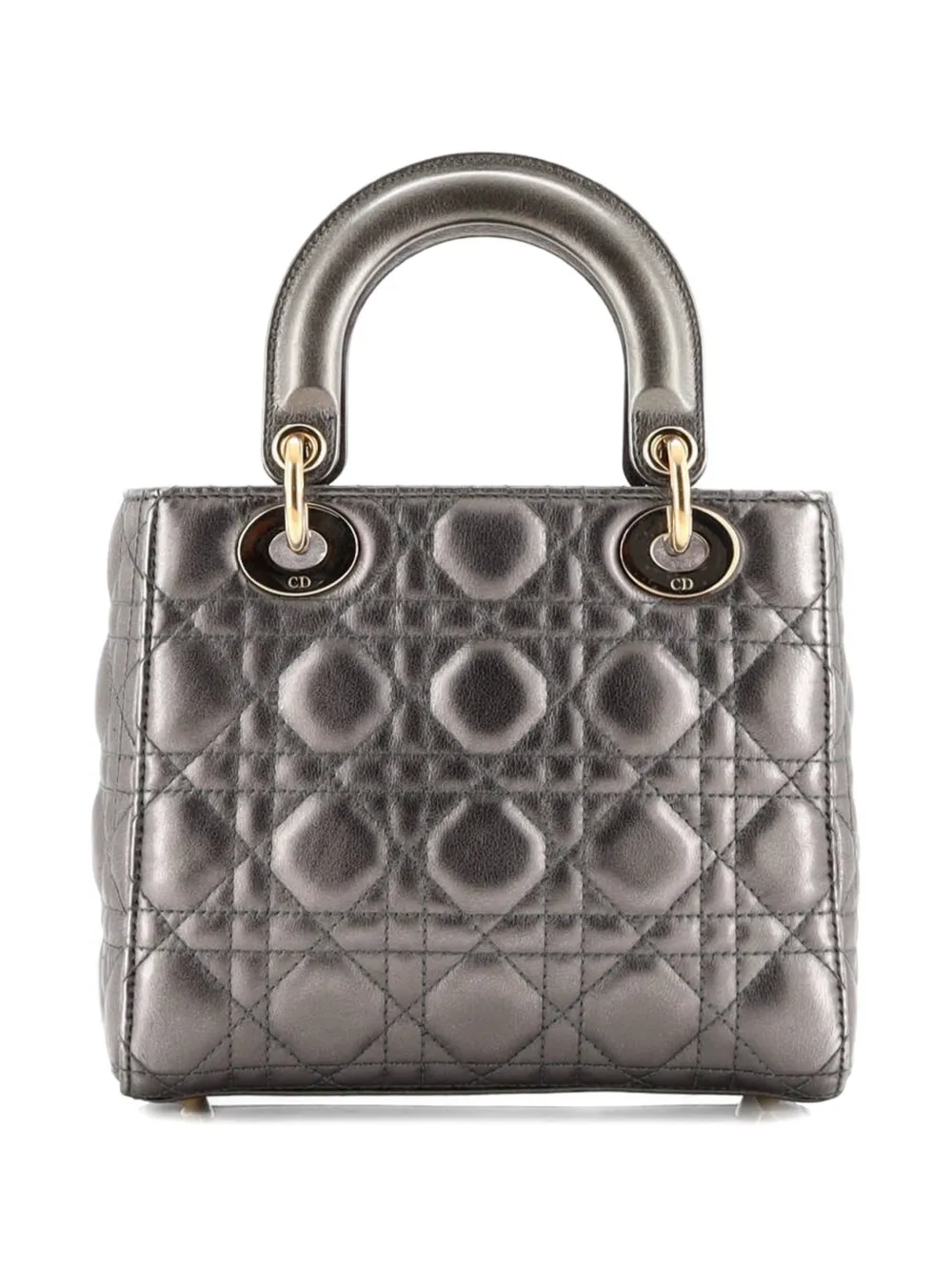 DIOR Pre-owned My Lady Bag Cannage Quilt Lambskin Satchel In Green