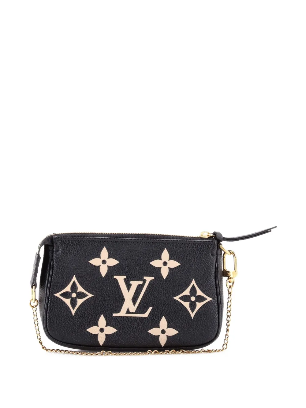 Pre-owned Louis Vuitton Pochette Accessoires Bicolor Monogram Empreinte Giant Mini Clutch Bag In Black