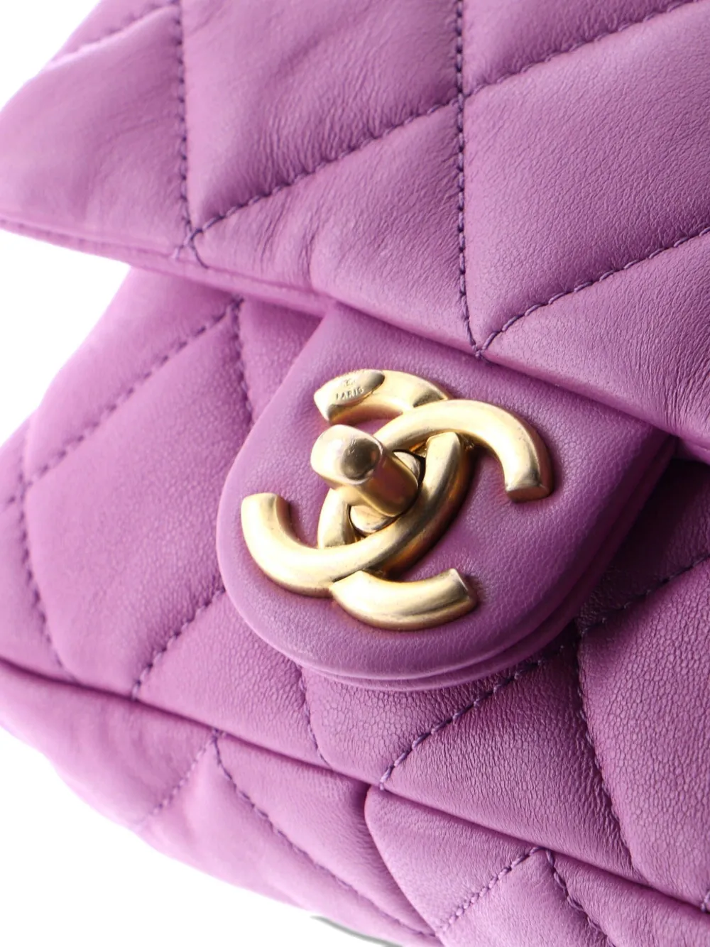 Pre-owned Chanel Funky Town Flap Bag Quilted Lambskin Mini Shoulder Bag In Purple