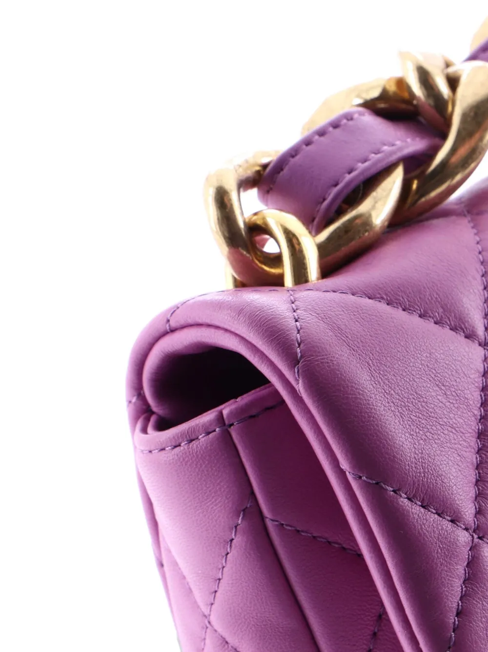 Pre-owned Chanel Funky Town Flap Bag Quilted Lambskin Mini Shoulder Bag In Purple
