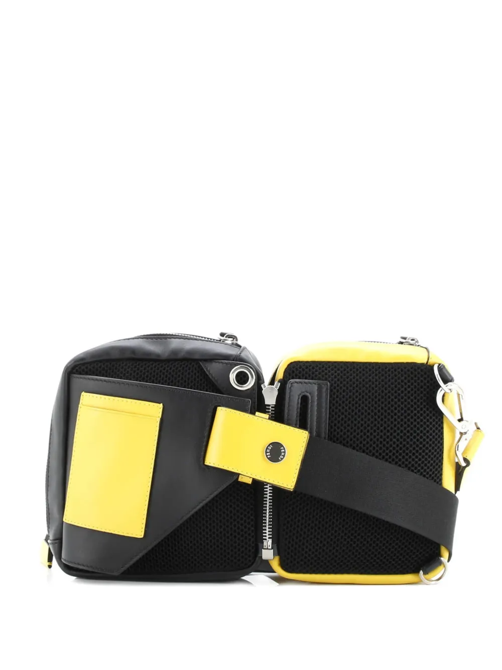 Pre-owned Fendi Forever Multi Pouch Zucca Coated Canvas And Leather With Nylon Belt Bag In Black