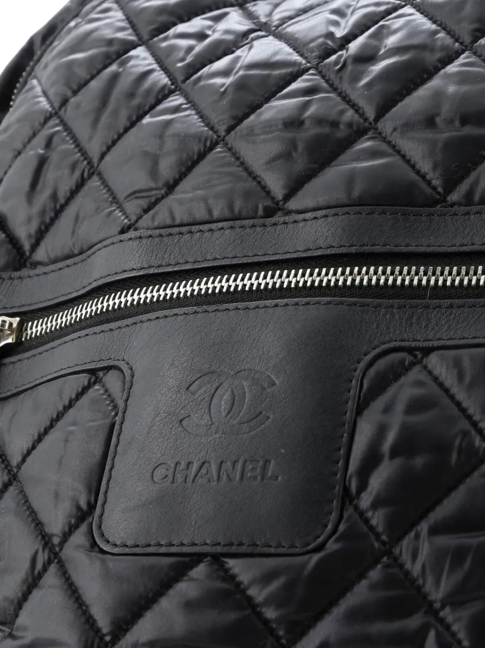 Pre-owned Chanel Coco Cocoon Quilted Nylon Large Backpack In Black