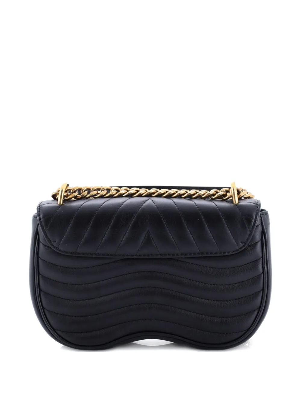Pre-owned Louis Vuitton New Wave Chain Bag Quilted Leather Pm Shoulder Bag In Black
