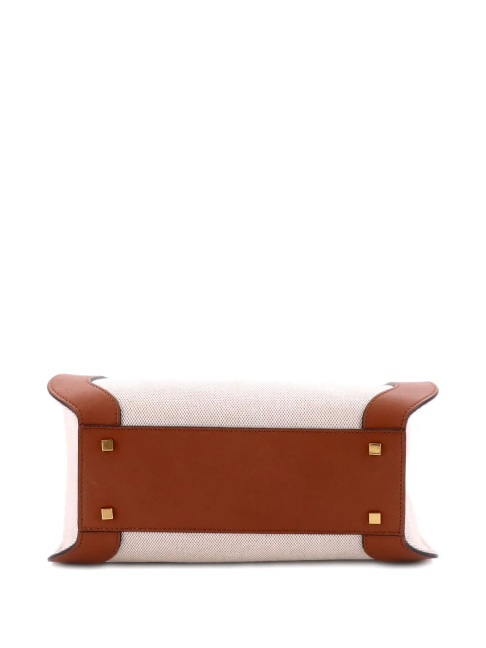 VALENTINO GARAVANI Pre-owned Vlogo Shopper Canvas And Leather Small Tote Bag In Brown