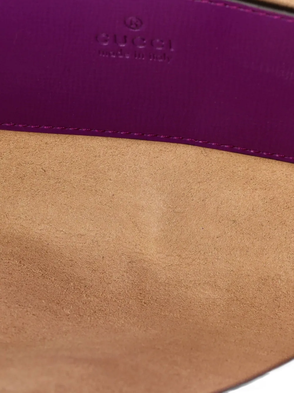 GUCCI Pre-owned Horsebit 1955 Curved Flap Shoulder Bag Leather Mini Crossbody Bag In Purple