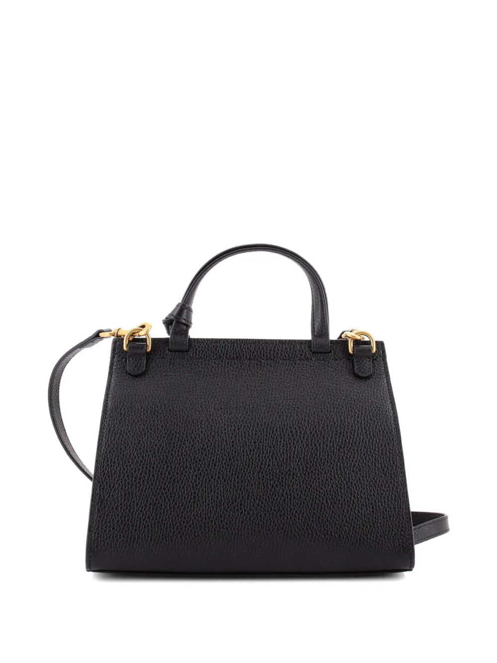 GUCCI Pre-owned Gg Marmont Top Handle Bag Leather Mini Satchel In Black