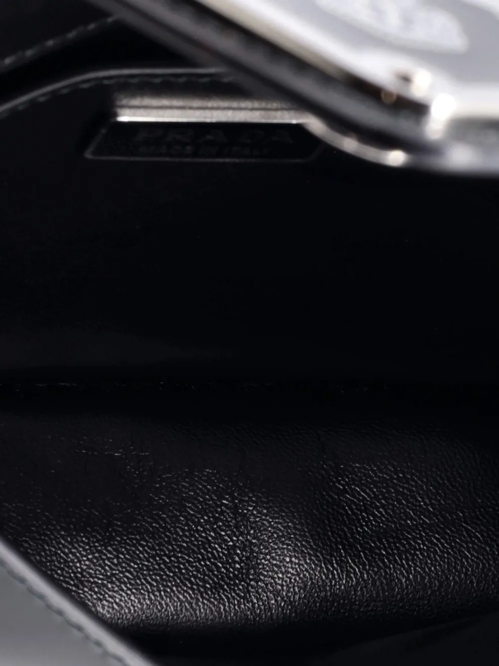 PRADA Pre-owned Maxi Triangle Logo Chain Flap Bag Brushed Leather Small Crossbody Bag In Black