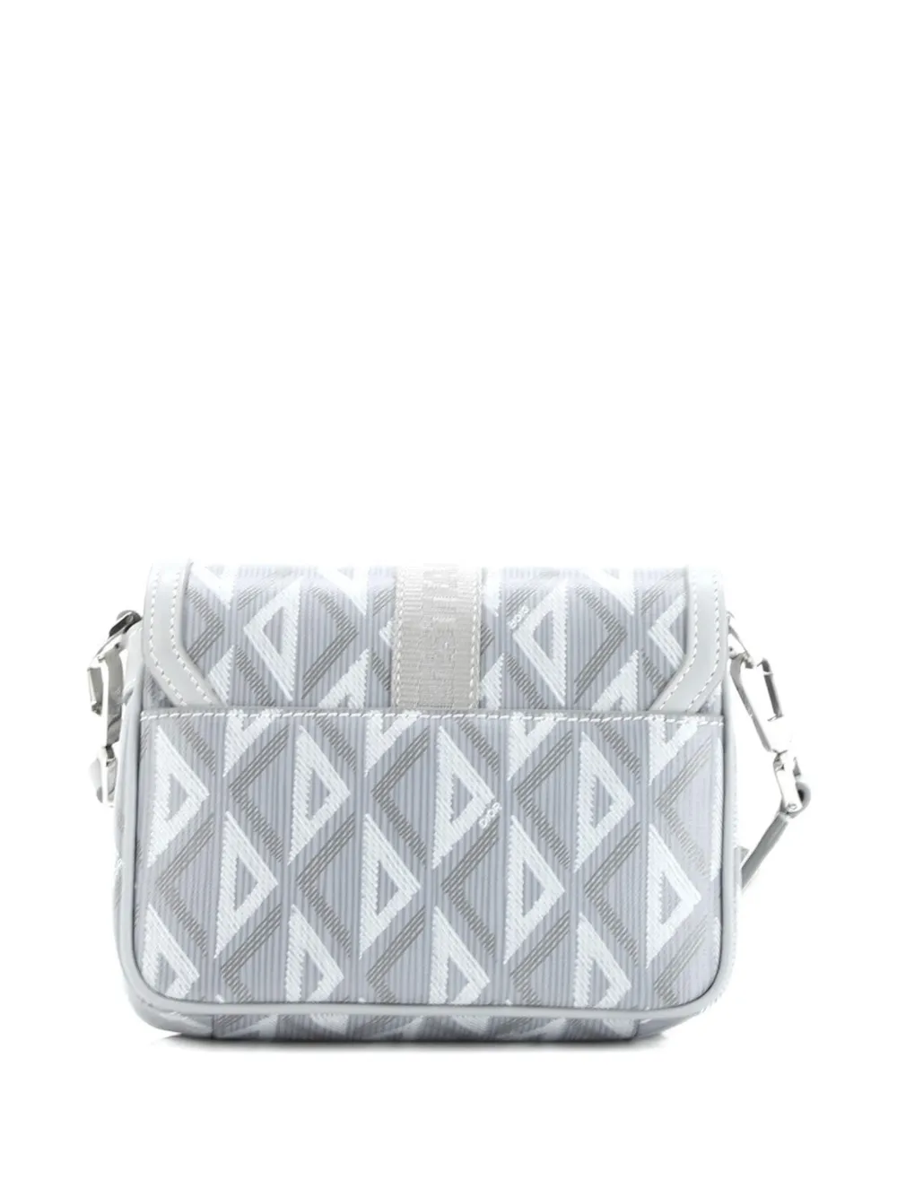Pre-owned Dior Hit The Road Flap Cd Diamond Coated Canvas And Leather Mini Crossbody Bag In Gray