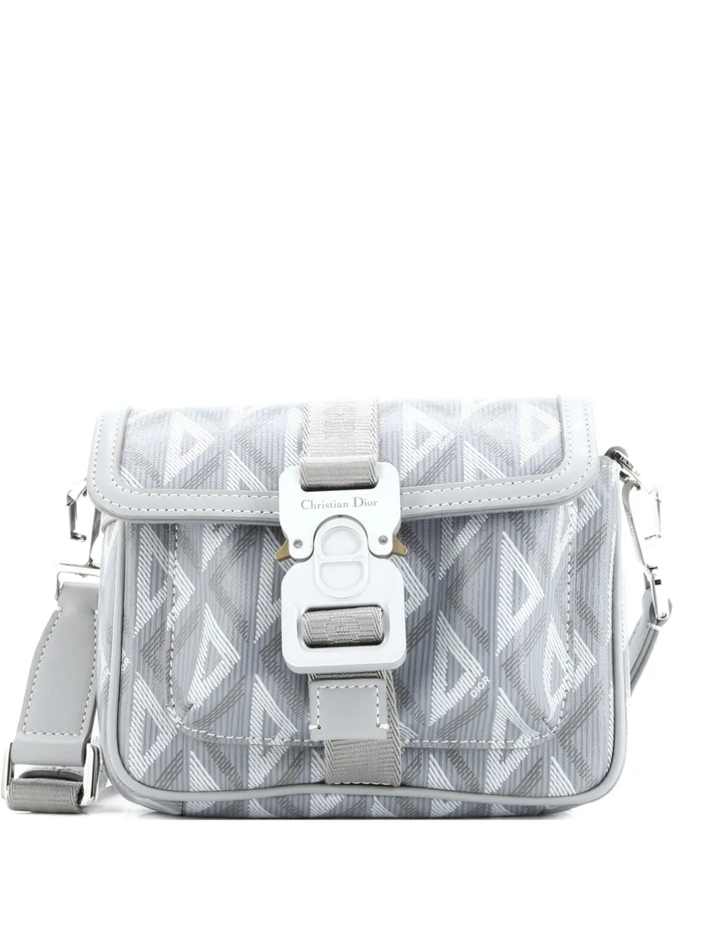 Christian Dior Pre-Owned Hit the Road Flap CD Diamond Coated Canvas and Leather Mini crossbody bag - Grigio