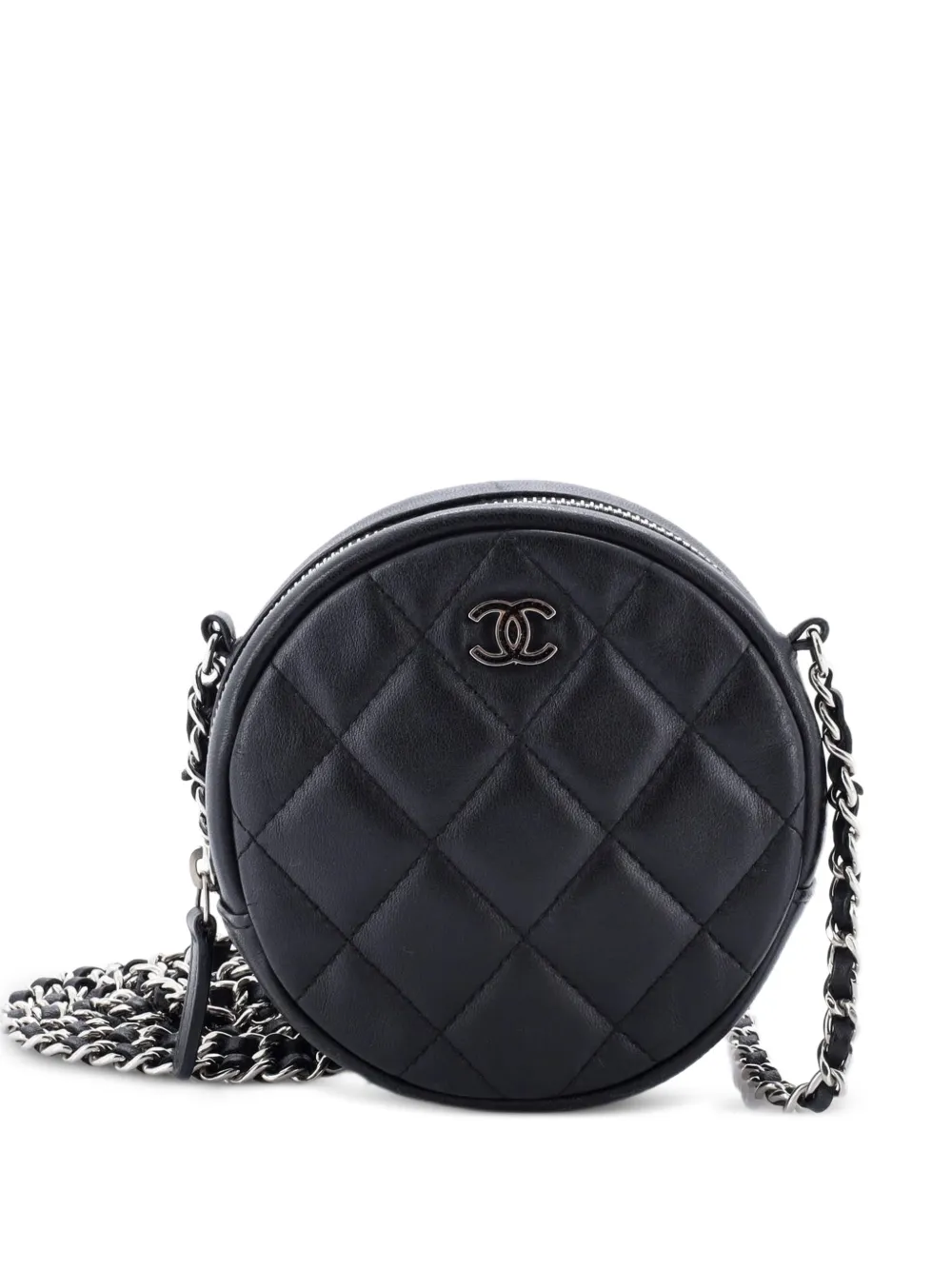 CHANEL Pre-Owned Round Clutch with Chain Quilted Lambskin Mini crossbody bag - Nero