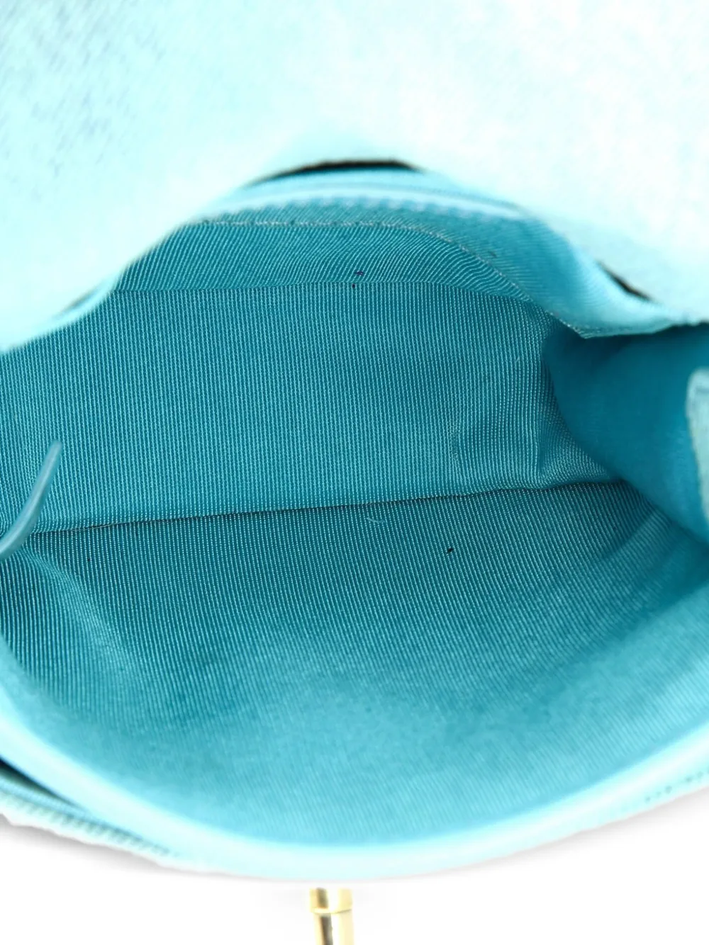 Pre-owned Chanel Flap Clutch With Chain Quilted Denim Mini Shoulder Bag In Blue