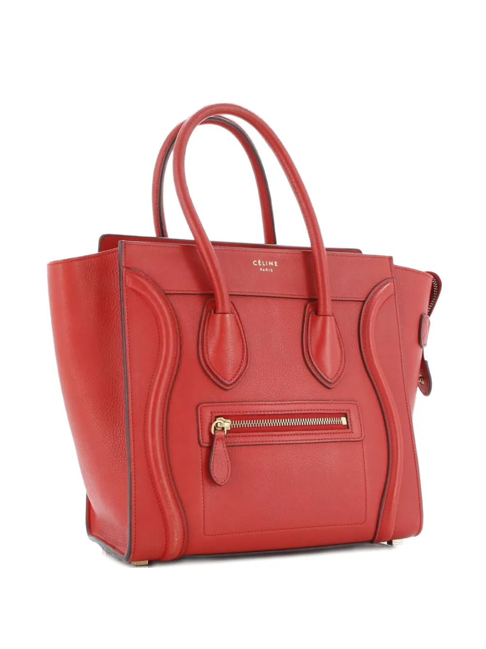 Celine Pre-Owned Luggage Bag Grainy Leather Micro tote bag - Rosso