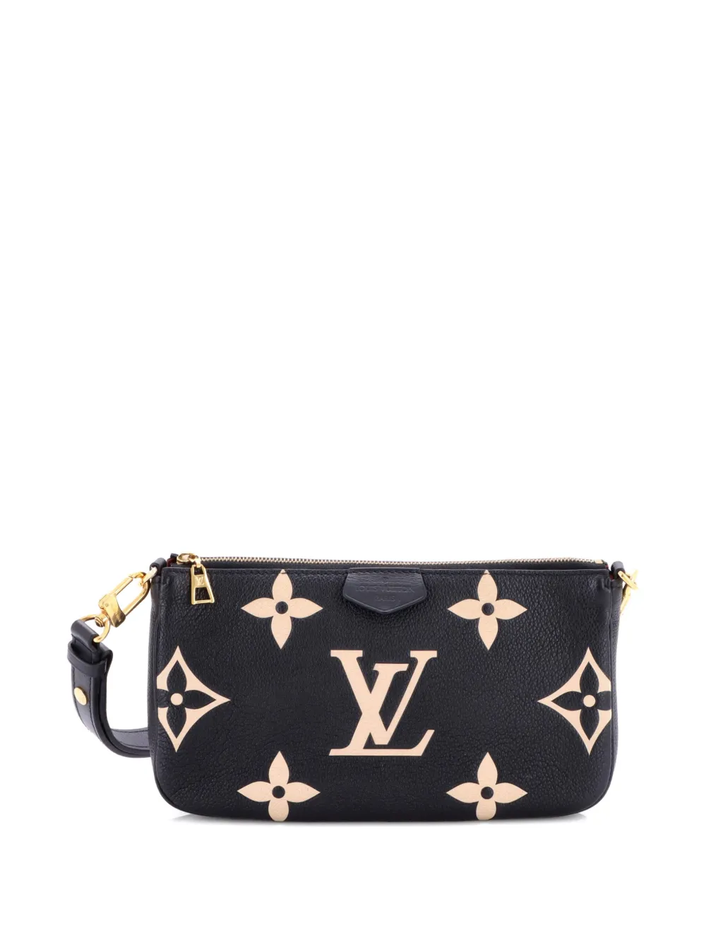 Pre-owned Louis Vuitton Multi Pochette Accessoires Bicolor Monogram Empreinte Giant Large Pouch In Black