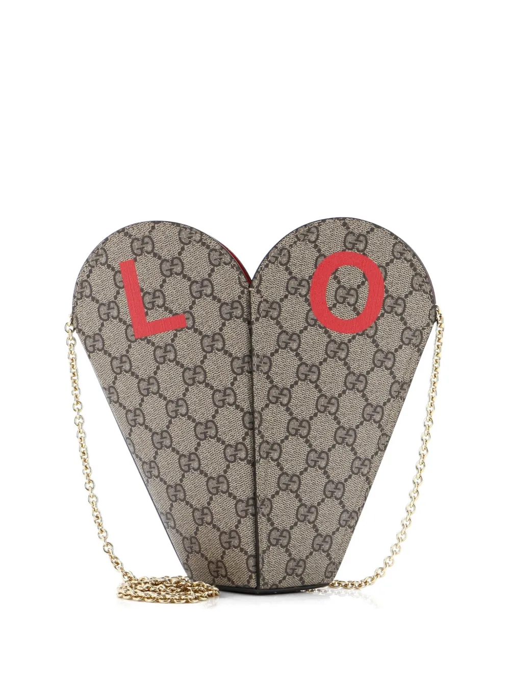 Gucci Pre-Owned Valentine's Day Chain Heart Bag Printed GG Coated Canvas Small shoulder bag - Marrone