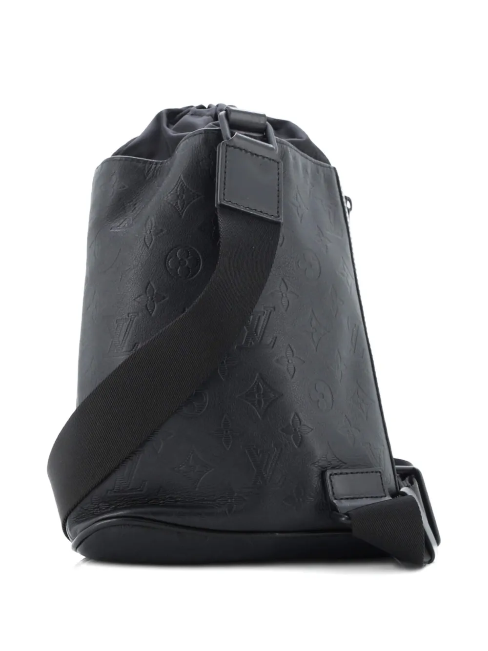 LOUIS VUITTON Pre-owned Chalk Sling Bag Monogram Shadow Leather Backpack In Black