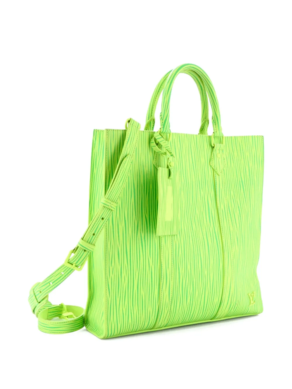 Pre-owned Louis Vuitton X Park Seo-bo Sac Plat Bag Embossed Xl Epi Leather Shoulder Bag In Green