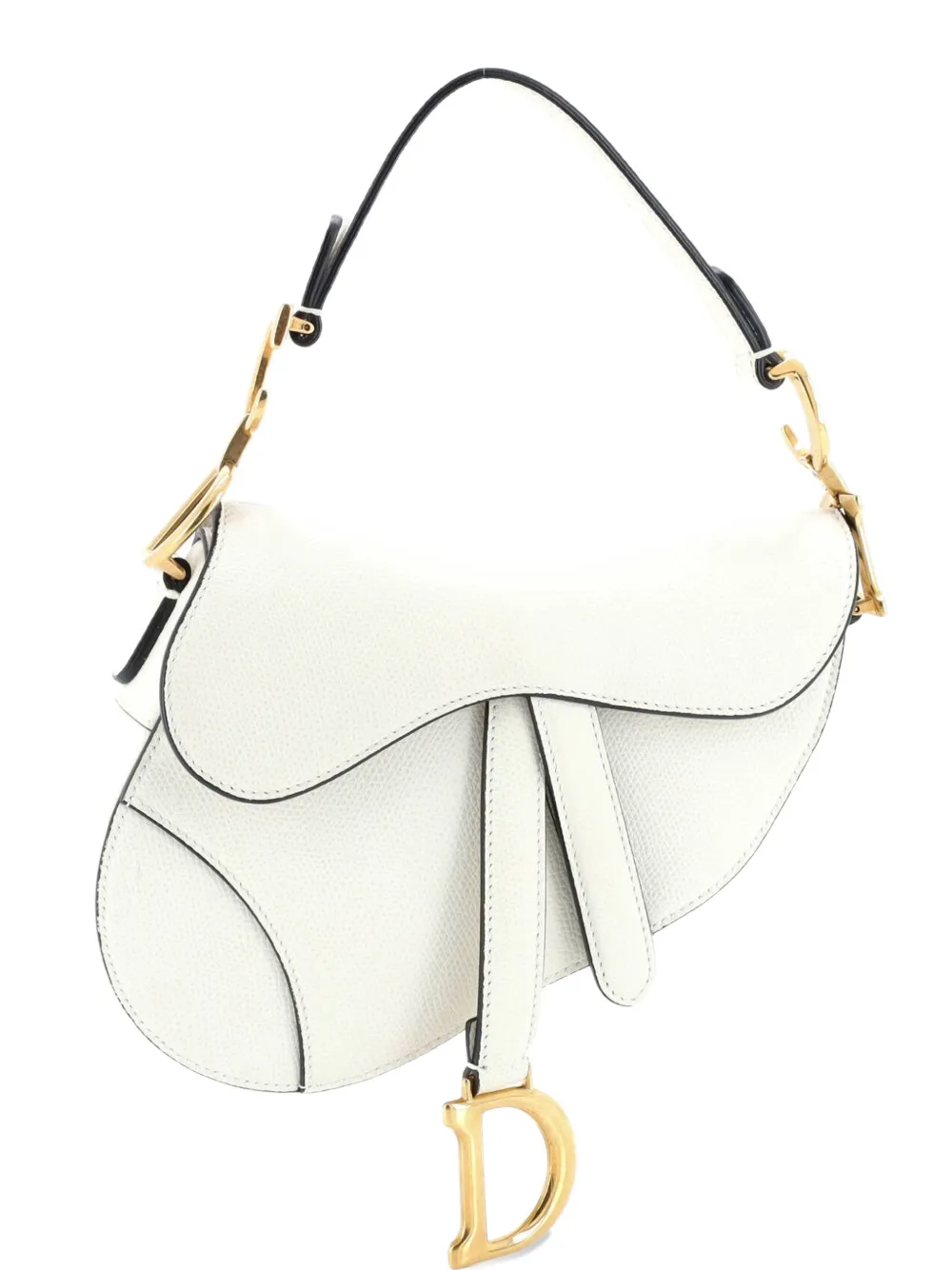 Pre-owned Dior Saddle Handbag Leather Mini Shoulder Bag In White