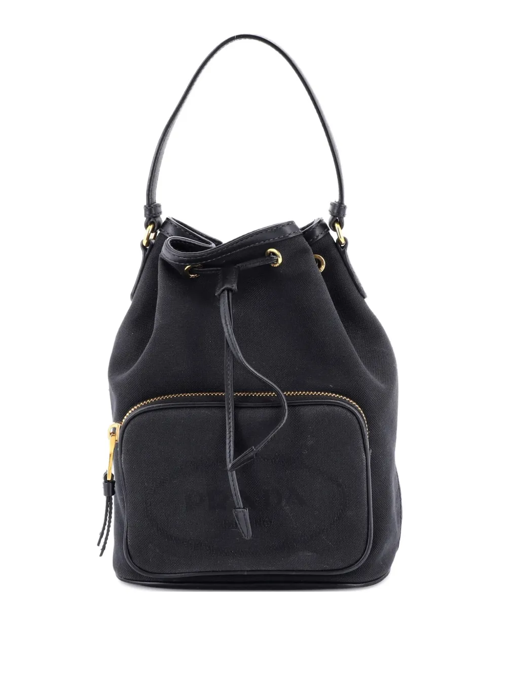 Prada Pre-Owned Logo Drawstring Canvas bucket bag | Black | Image 1