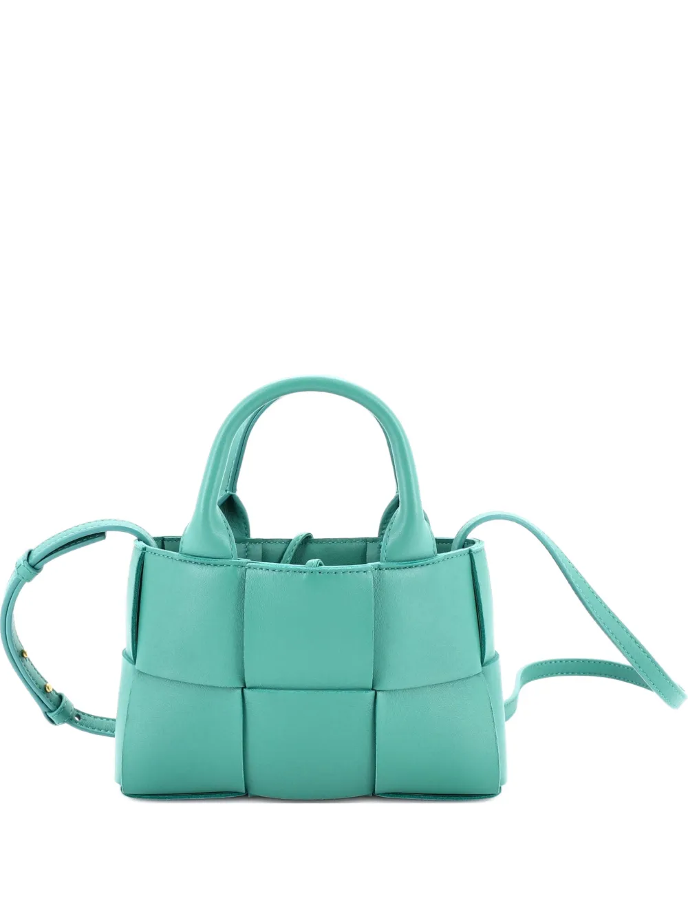 Pre-owned Bottega Veneta Arco Maxi Intrecciato Leather Candy Tote Bag In Green