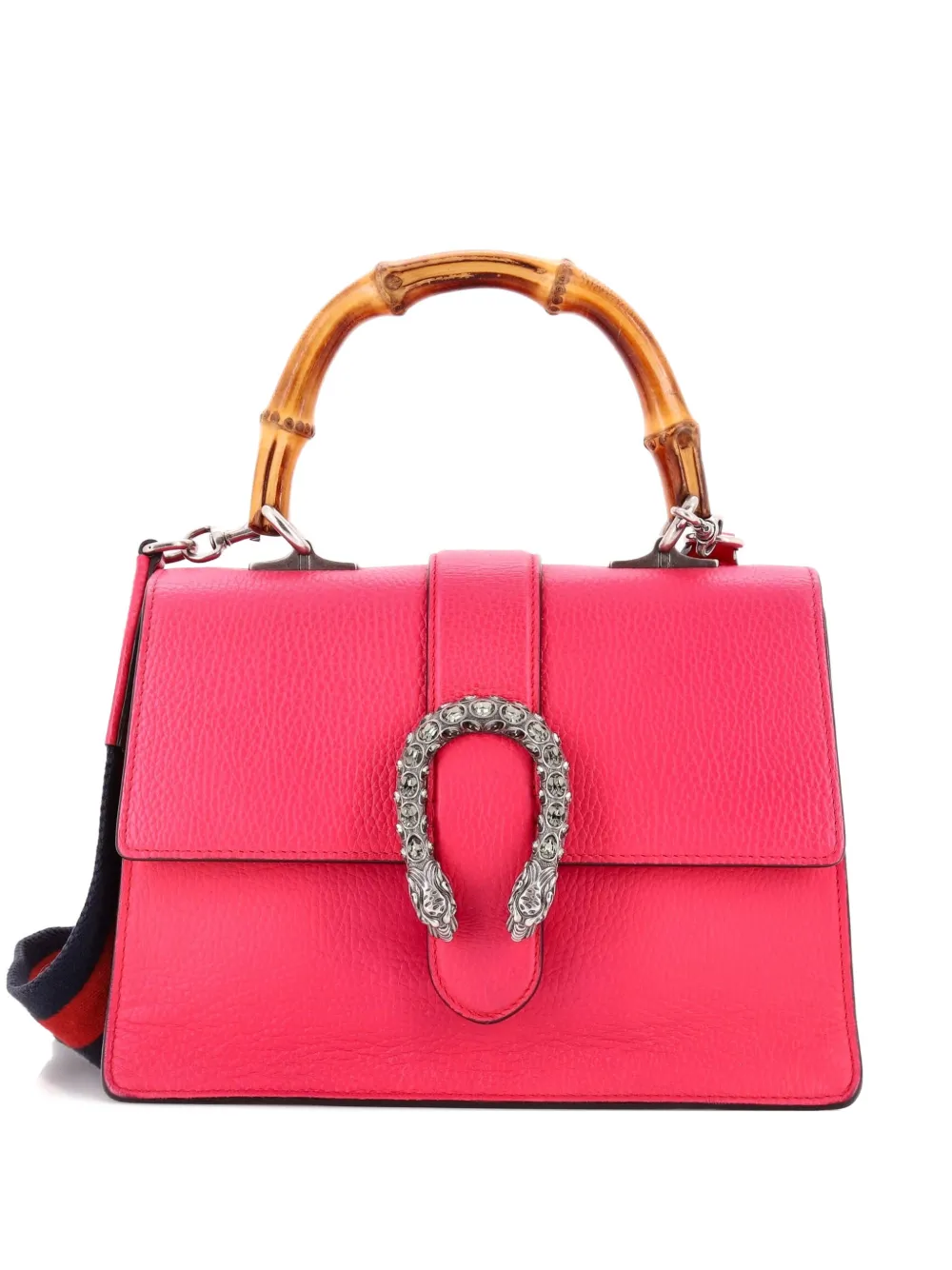 Pre-owned Gucci Dionysus Bamboo Top Handle Bag Leather Medium Satchel In Pink