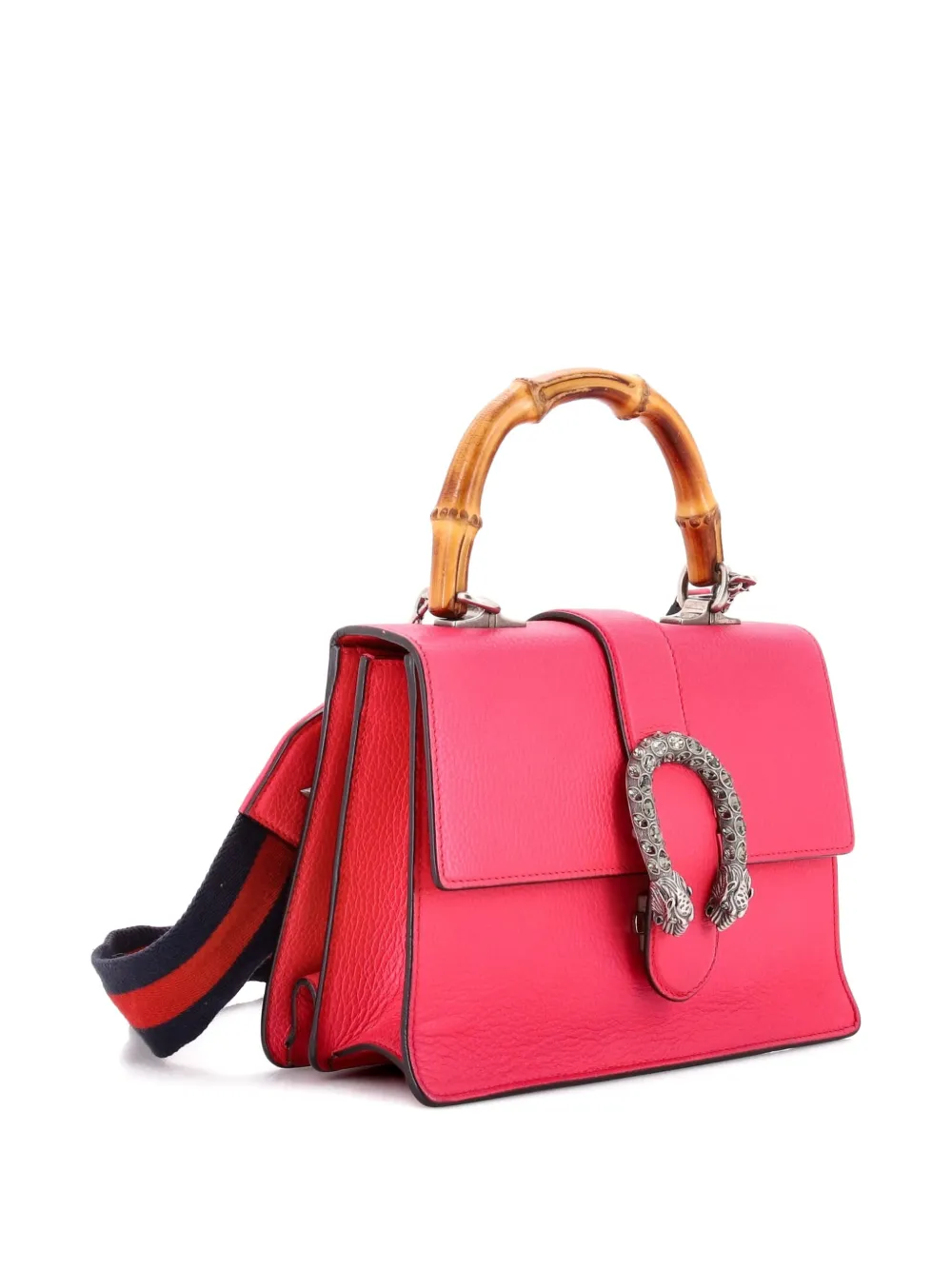 Pre-owned Gucci Dionysus Bamboo Top Handle Bag Leather Medium Satchel In Pink