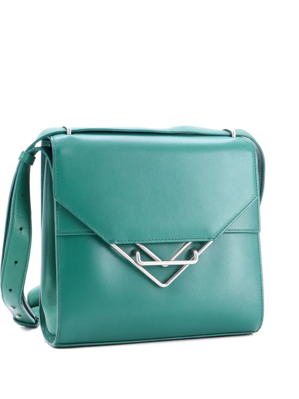 Pre-owned Bottega Veneta Clip Flap Bag Leather Shoulder Bag In Green