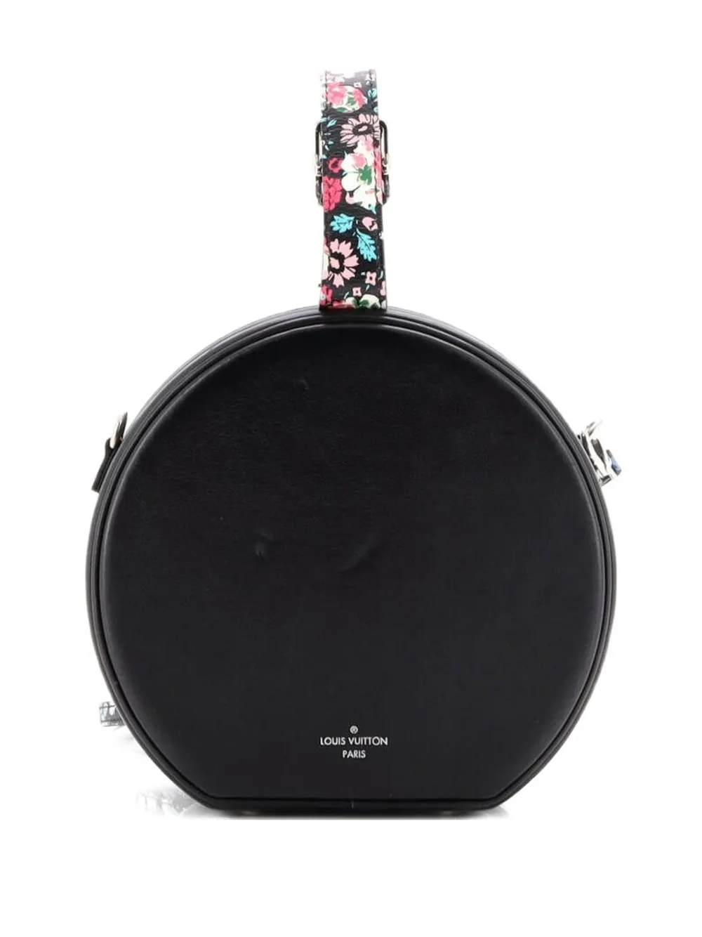 Pre-owned Louis Vuitton Petite Boite Chapeau Bag Floral Printed Leather Crossbody Bag In Black